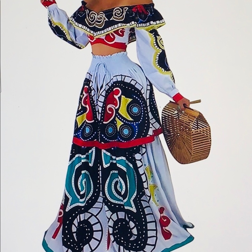 2 Piece Sexy Maxi Print Set